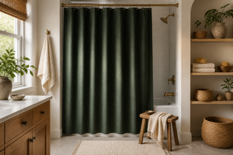 12 Dark Green Bathroom Shower Curtain Ideas That Feel Polished featured image