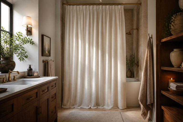 12 Long Bathroom Shower Curtain Ideas for a Taller, Prettier Bathroom featured image
