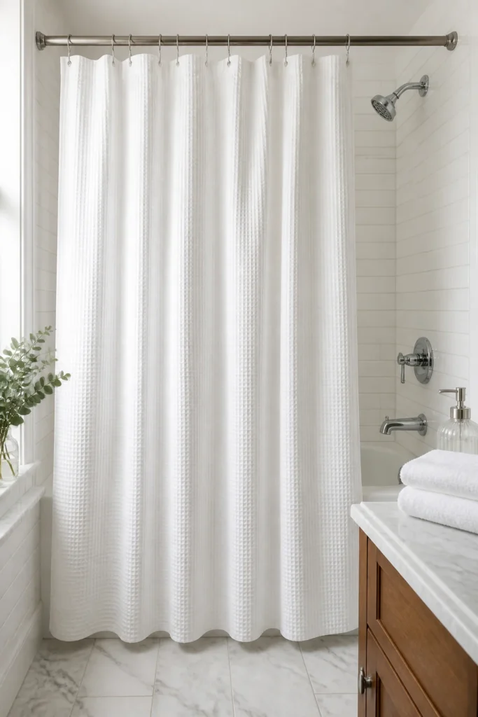 1. Choose a White Waffle Weave Curtain for Hotel Style