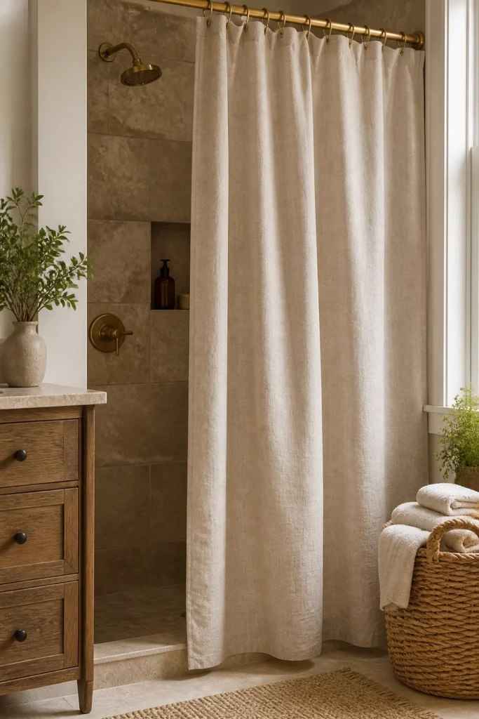 3. Use Linen-Look Fabric for Soft, Quiet Elegance