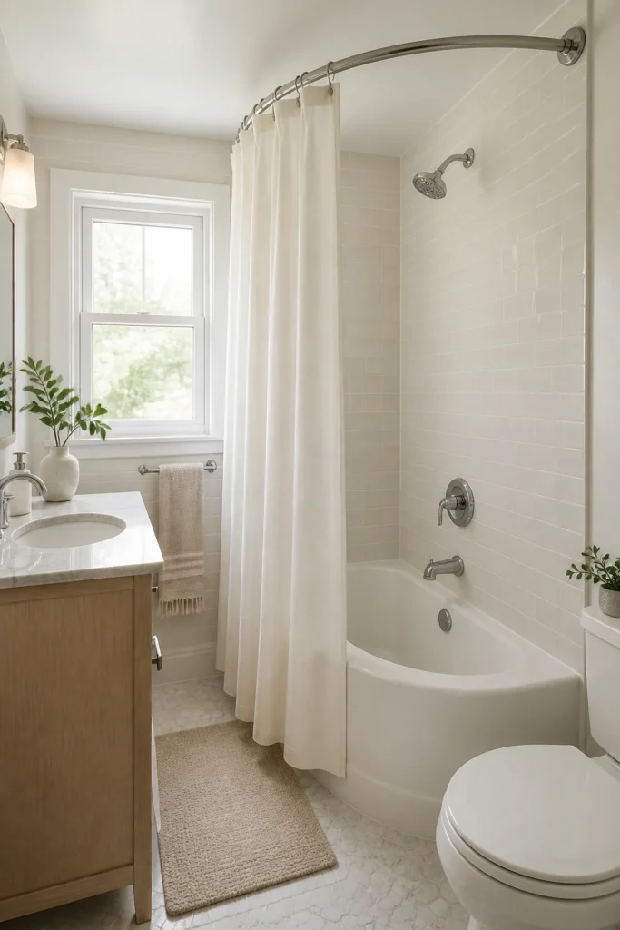 10. Use a Curved Shower Rod for More Space