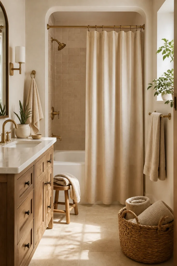 11. Match the Curtain to One Existing Bathroom Feature