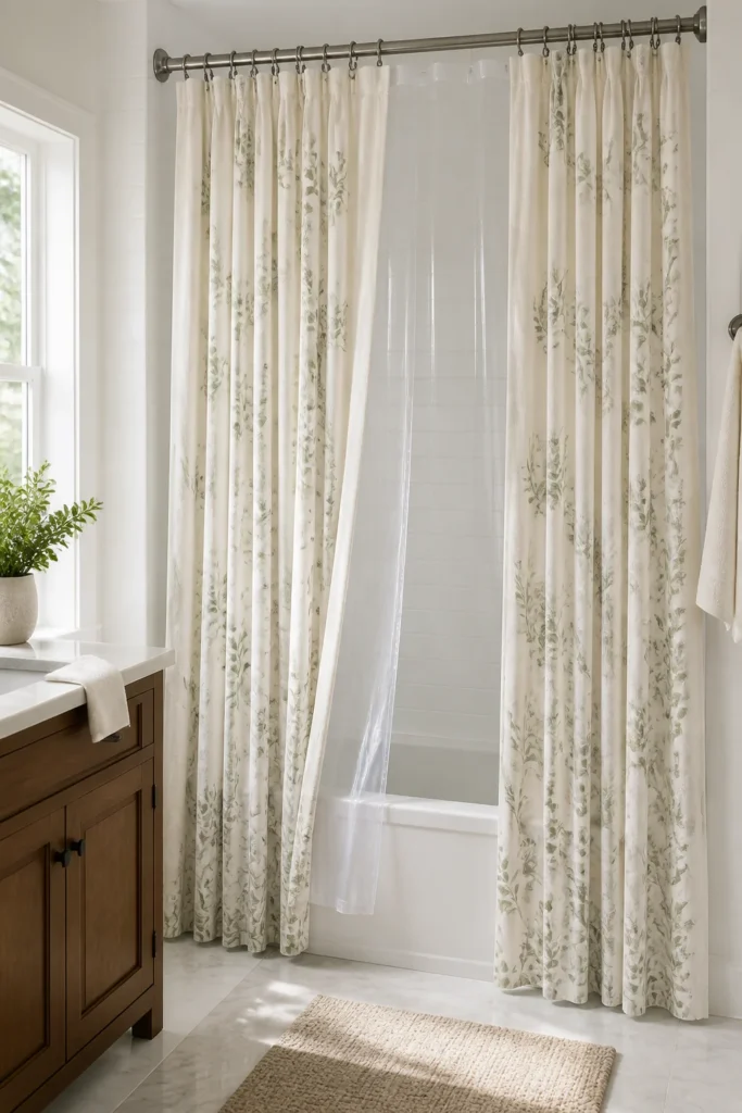 10. Add Height With an Extra Long Curtain and Matching Liner