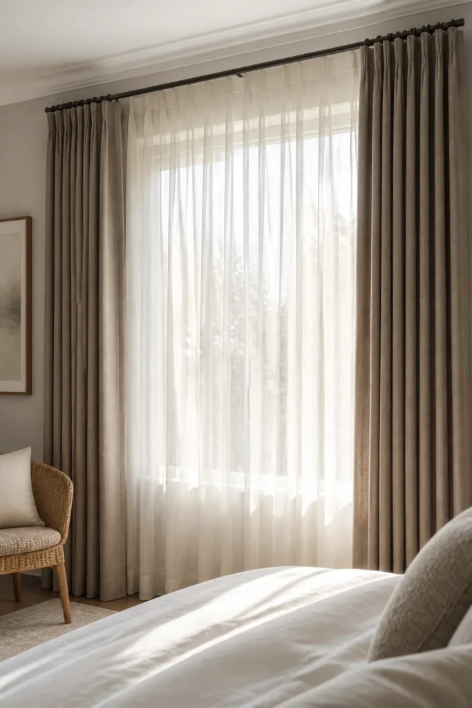 1. White Sheers With Taupe Outer Panels