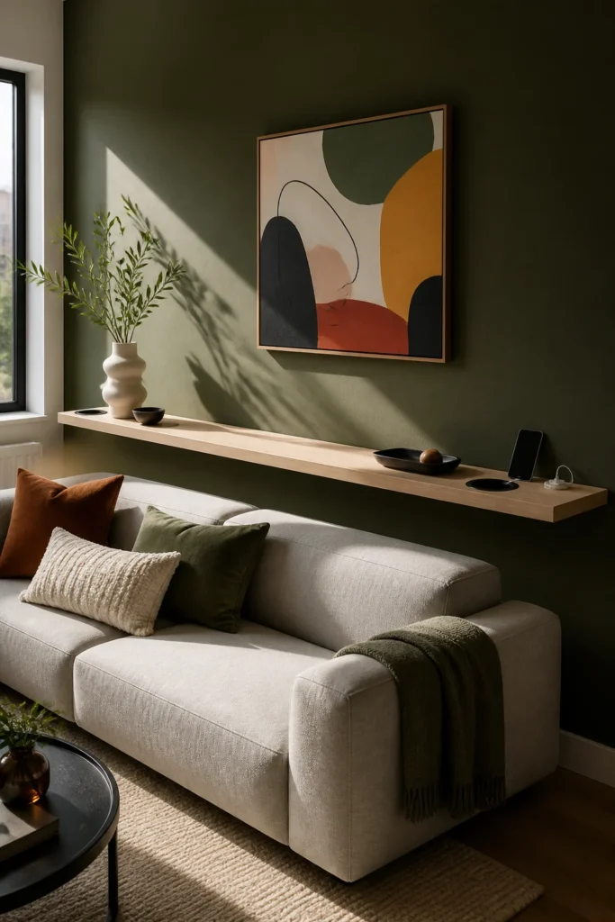 4. Modern Floating Sofa Console Shelf