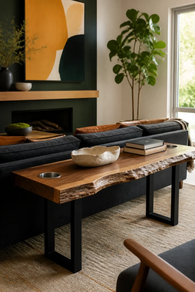 7. Rustic Live Edge Sofa Console