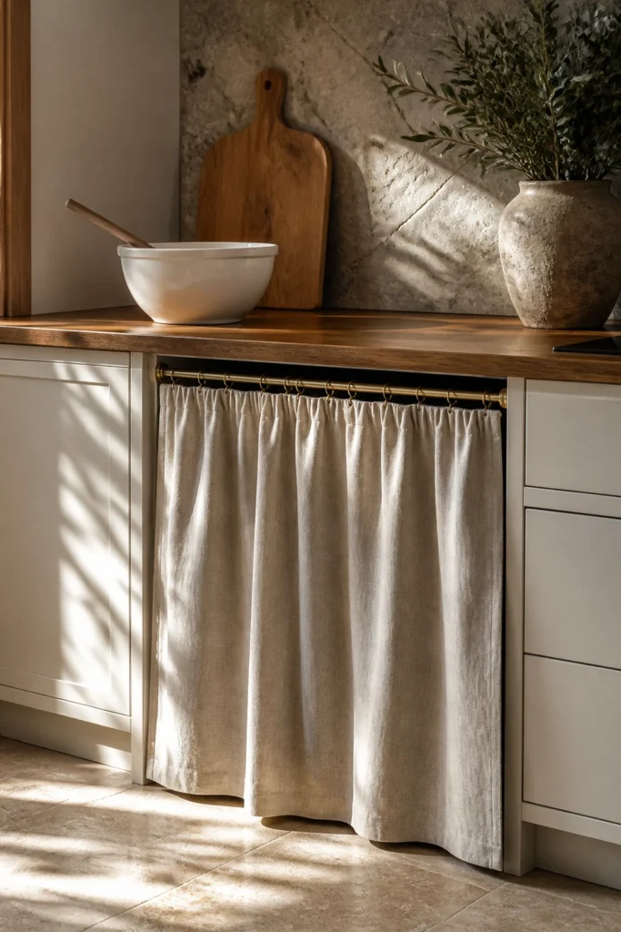 1. Classic Linen Oven Curtain for Soft Texture