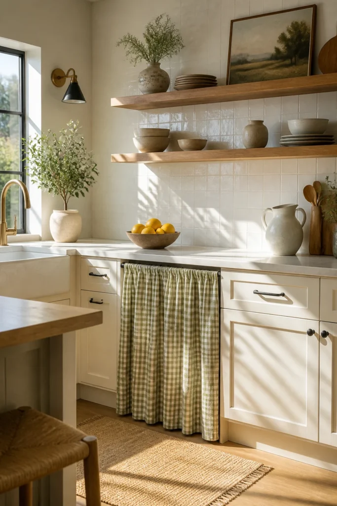 2. Gingham Oven Curtain for Cottage Charm