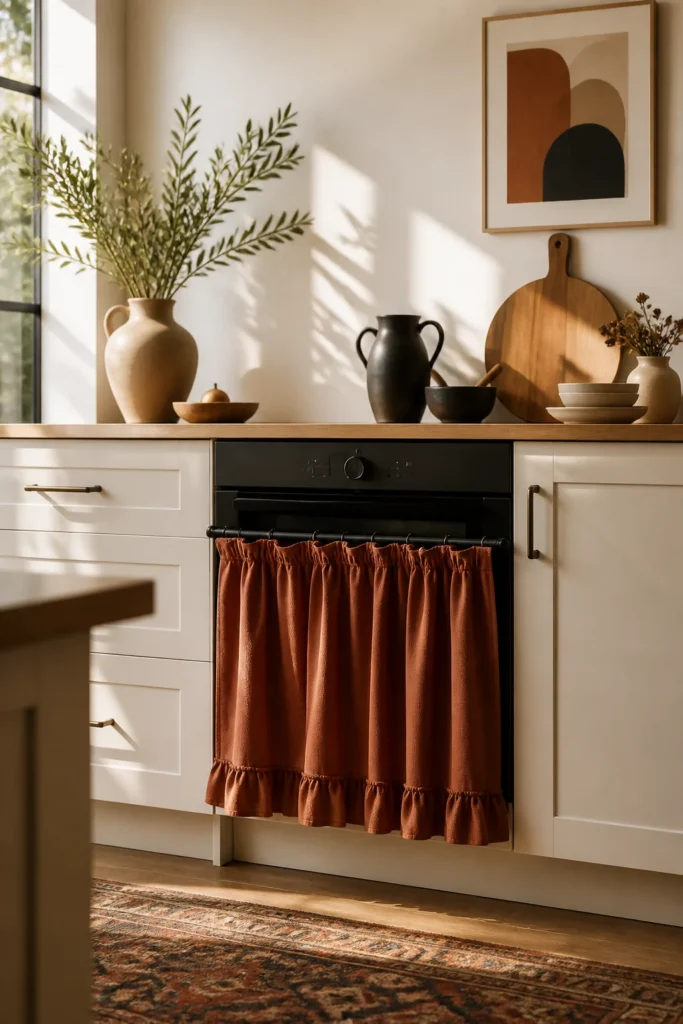 7. Ruffled Oven Curtain for Cottagecore Style