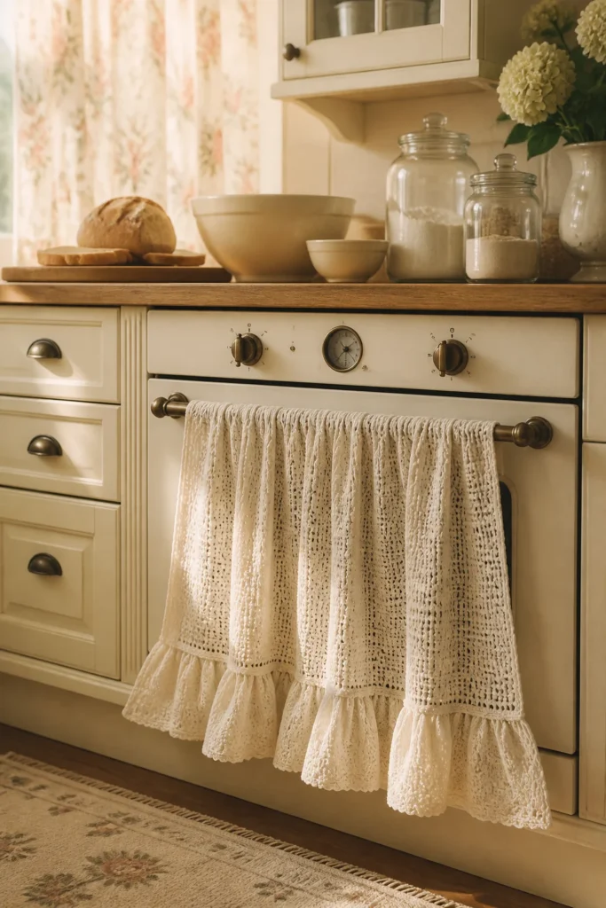8. Ruffled Crochet Oven Curtain