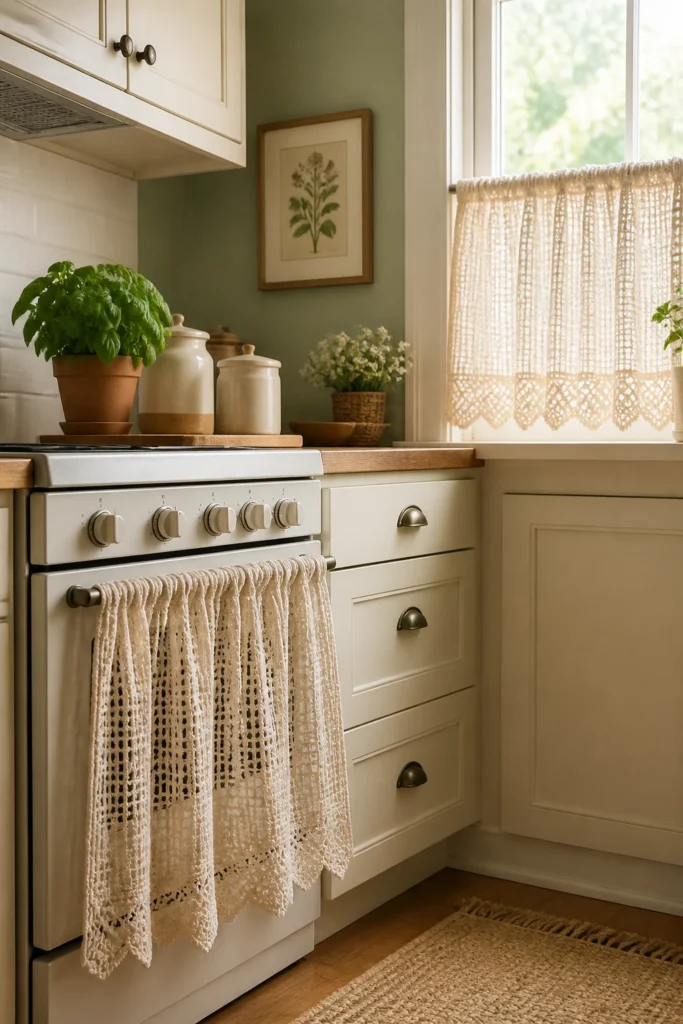 15. Mini Crochet Café Curtain Style