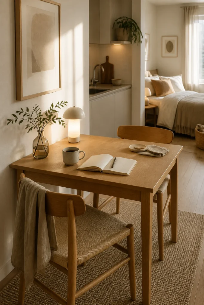 5. Add a Small Dining Table That Doubles as a Work Zone