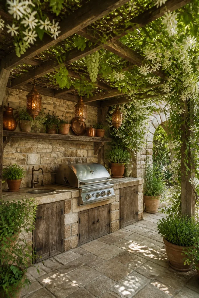 4. Try a Vine-Covered Stone Kitchen