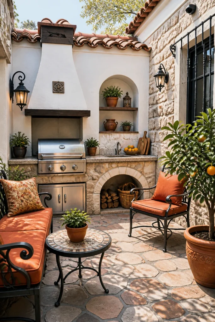 5. Design a Spanish Courtyard BBQ Nook