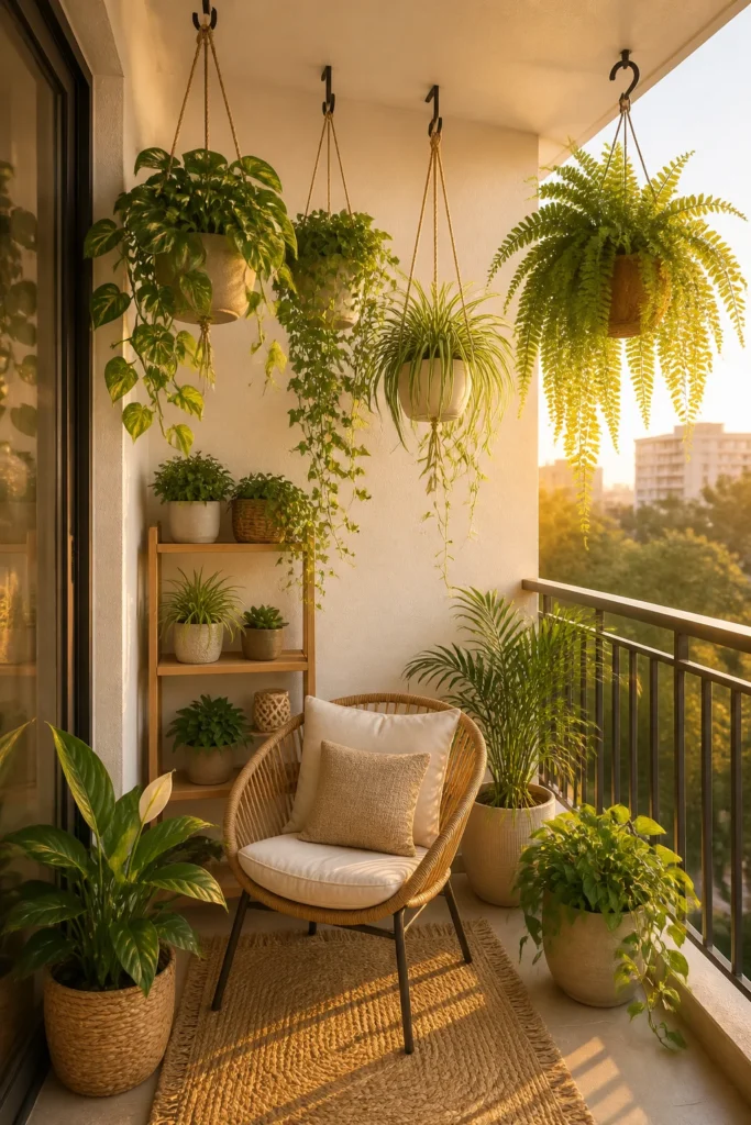 4. Add Hanging Plants For Height