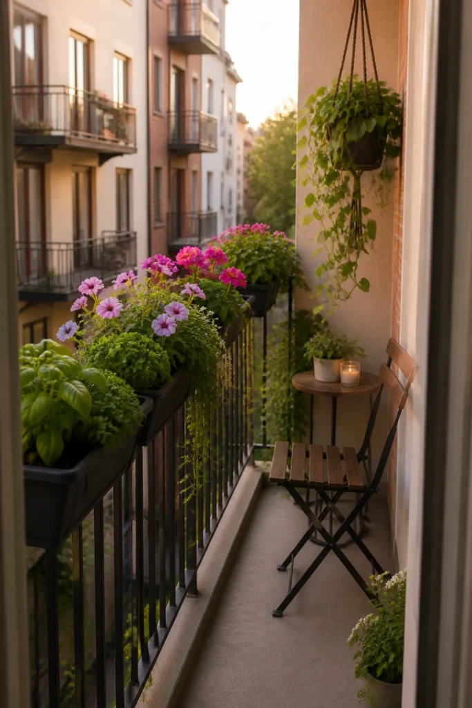 Tiny Balcony Railing Garden