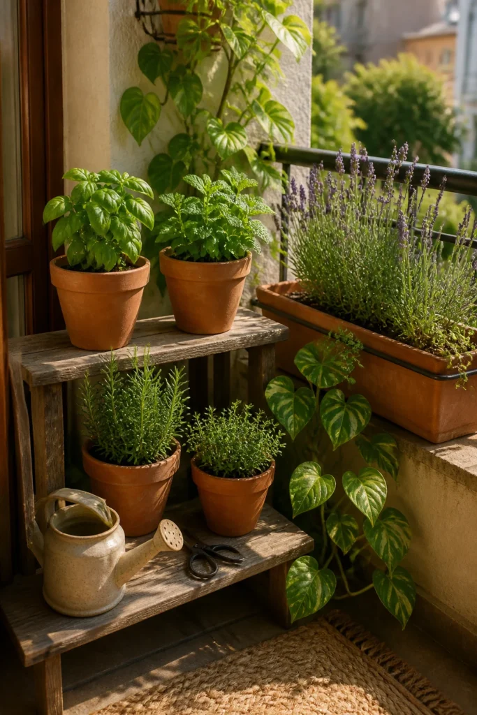 8. Mix Herbs With Decorative Plants