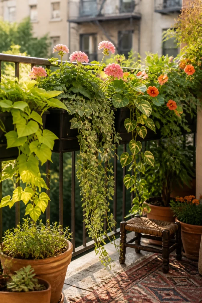 12. Grow Trailing Plants Over the Railing