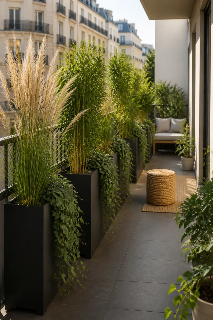 3. Add Tall Planters Along the Railing