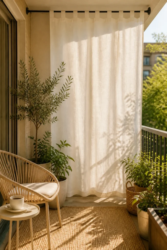 4. Hang Outdoor Curtains for Soft Privacy