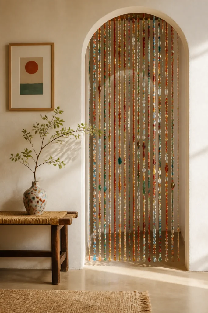 How to Style Glass Bead Curtains Without Making the Room Look Busy