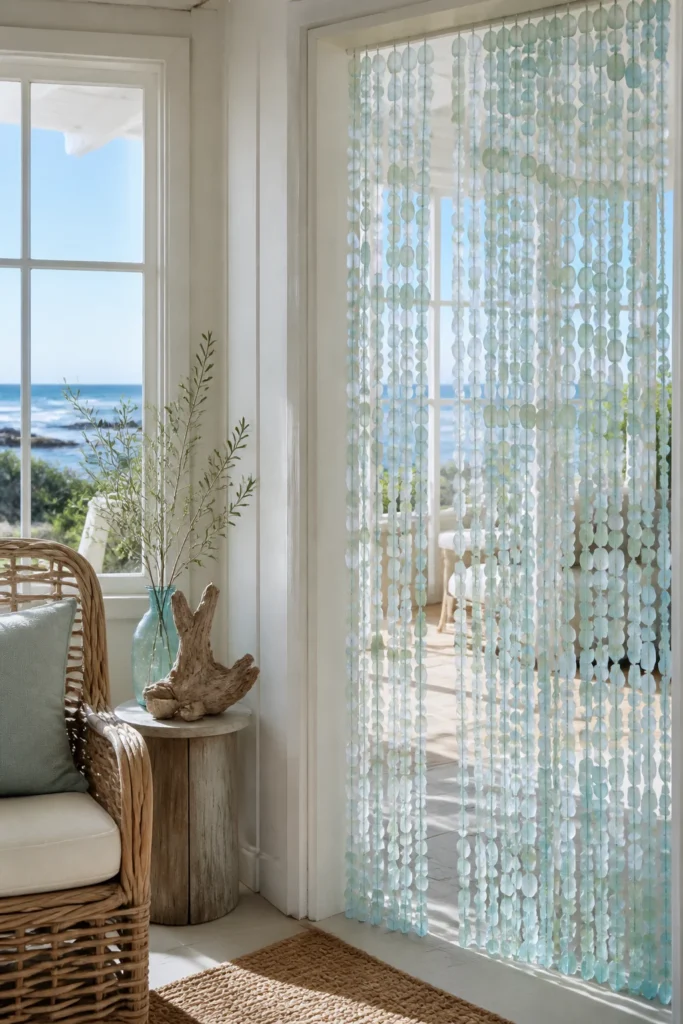 Coastal Sea Glass Bead Curtain