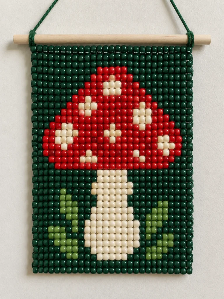 3. Mushroom Forest Pony Bead Tapestry
