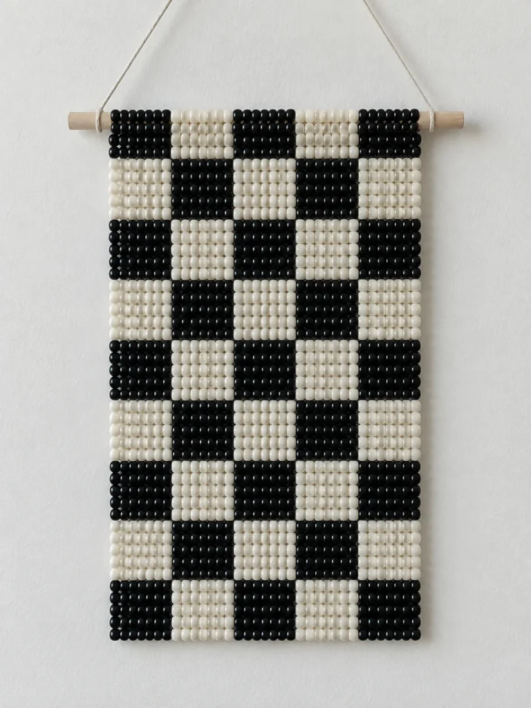 5. Rainbow Checkerboard Pony Bead Tapestry