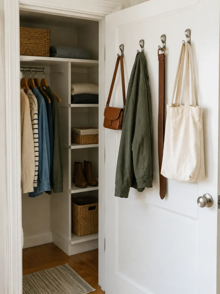 7. Add Hooks for Bags and Accessories