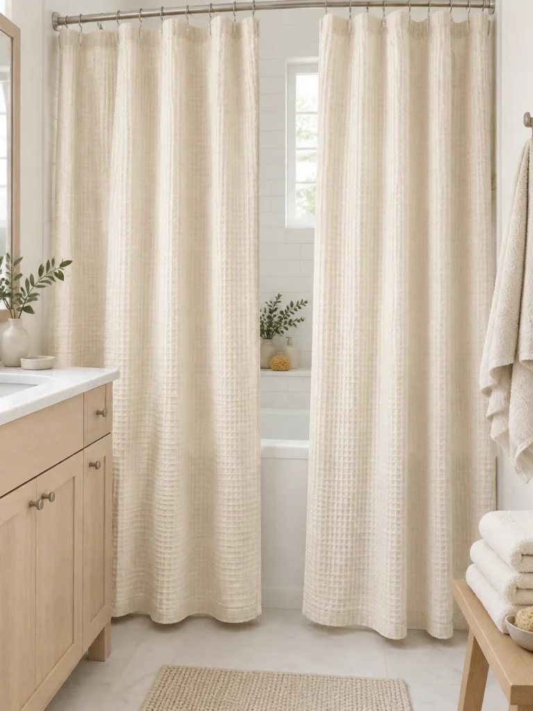 5. Create a Soft, Tonal Look With Textured Cream Curtains