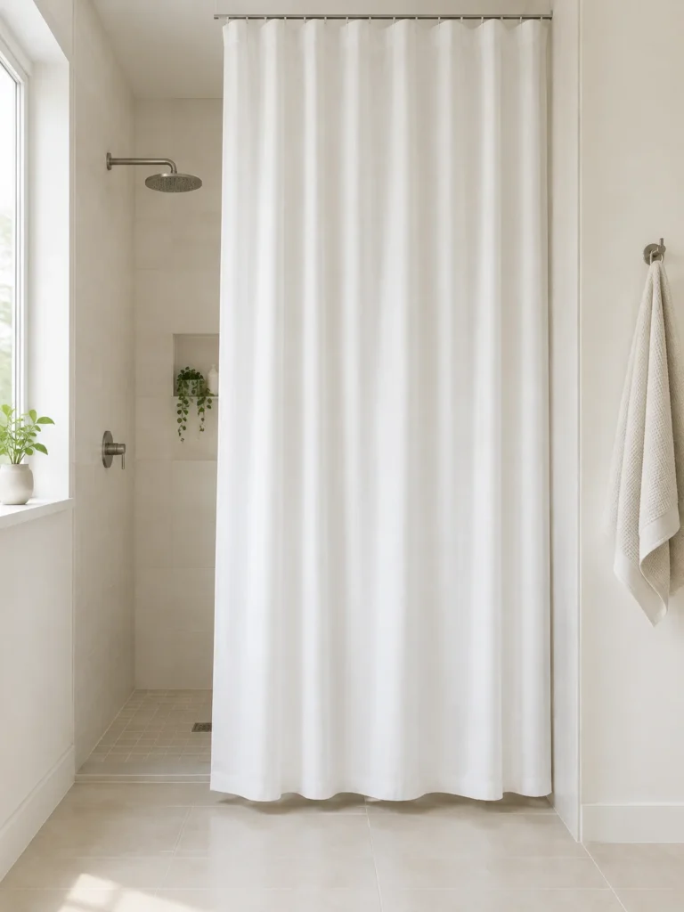 1. Hang a Simple Curtain From Ceiling Height