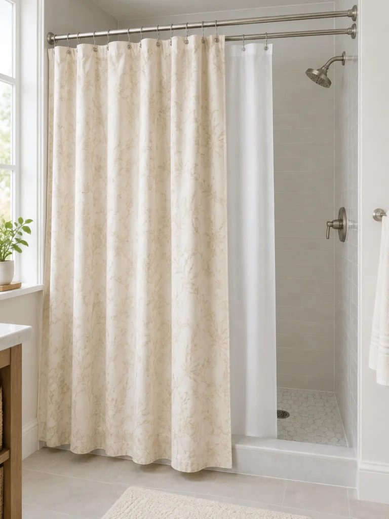 14. Layer a Decorative Curtain With a Separate Waterproof Liner